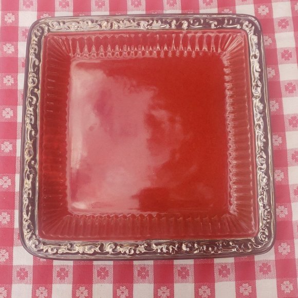 Roscher Other - Red and Gold Roscher Serving Plate 11 x11 inches
